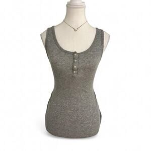 Banana Republic Vintage Cotton Henley Full Length Grey Tank Top Size S